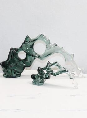 美豹明品新中105式透树脂抽象山型件轻奢工艺书档书立摆样板软装