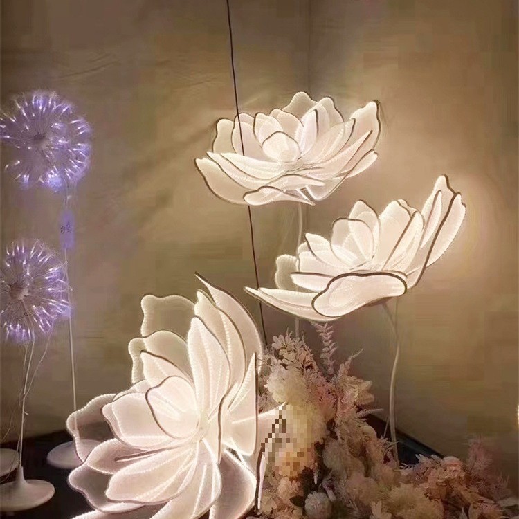 婚庆婚礼花瓣发光结婚路引灯t台铁艺场景布艺背景布置摆件