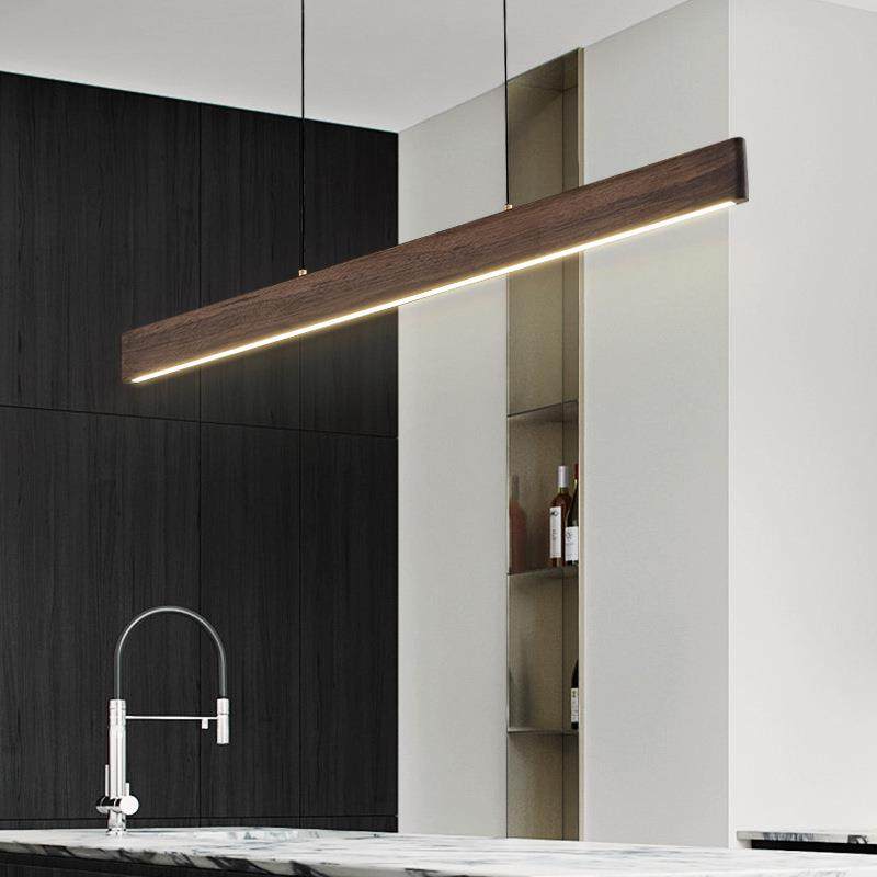 黑366胡桃木餐厅吊灯中古复一字古室极应简长条吧台餐桌茶手扫感,家装灯饰光源,智能吊灯,淘宝优惠券,粉丝福利购,淘宝优惠卷