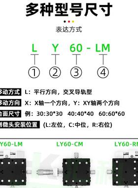 X轴位5移平台手动Y调工作台移动十字滑台LY微59840/0/60/80/125