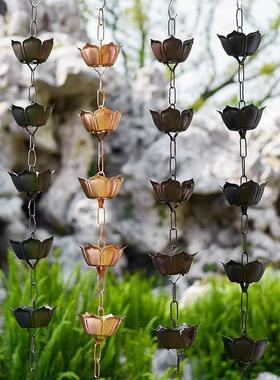 户外紫铜雨中式庭院屋檐T2紫铜雨水链别墅民宿排水链引天雨沟落水