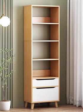 简易书家架落地置物架客厅现代书柜UTK学生用柜子实木简书约柜收