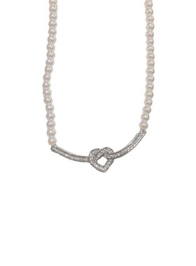 法式设计感心形爱心打结珍珠锁骨链简约百搭女时尚小众高级感项链