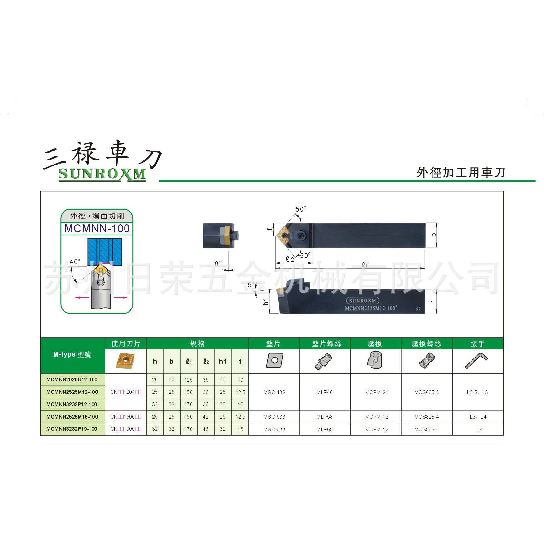 数控车刀外径端面切削刀MCMNN2020K12-100,全系可定,价格拍前询