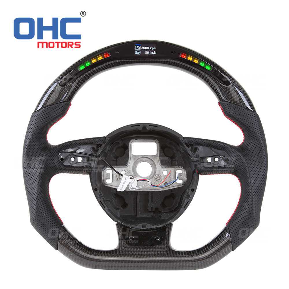 适用于12-16奥迪RS RS3 RS4 RS5 S3 S4 LED碳纤维方向盘汽车改装
