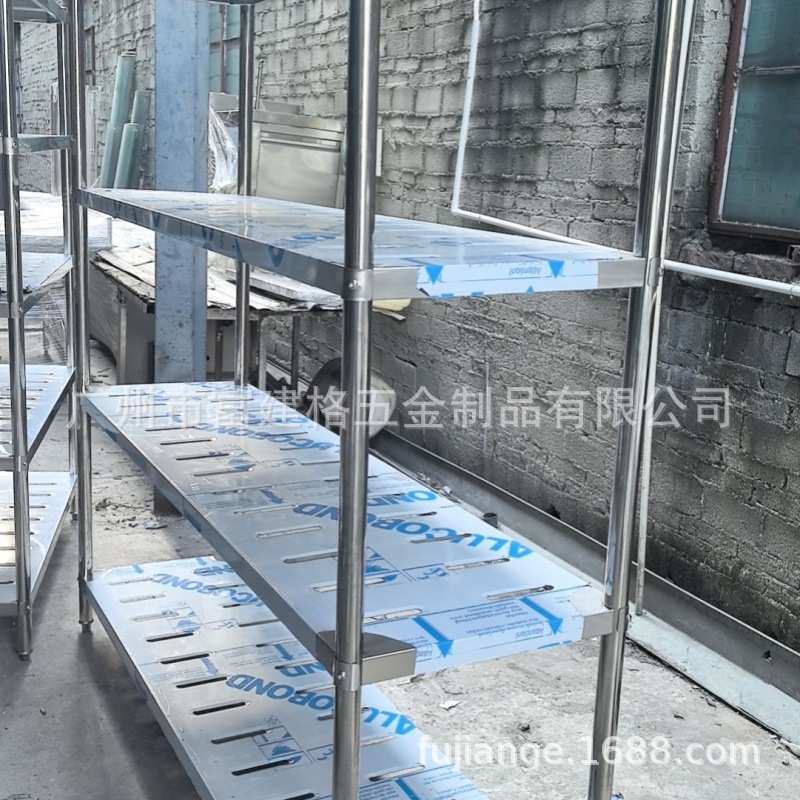 酒店304不锈钢菜篮子厨房置物架落地多层多功能微波炉锅具收纳架