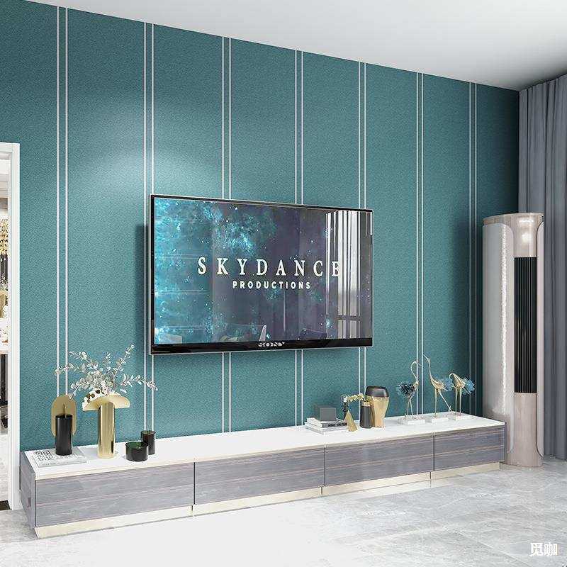 鹿皮绒宽条纹墙纸简约现代客厅家装电视背景墙壁纸加厚3d立体浮雕