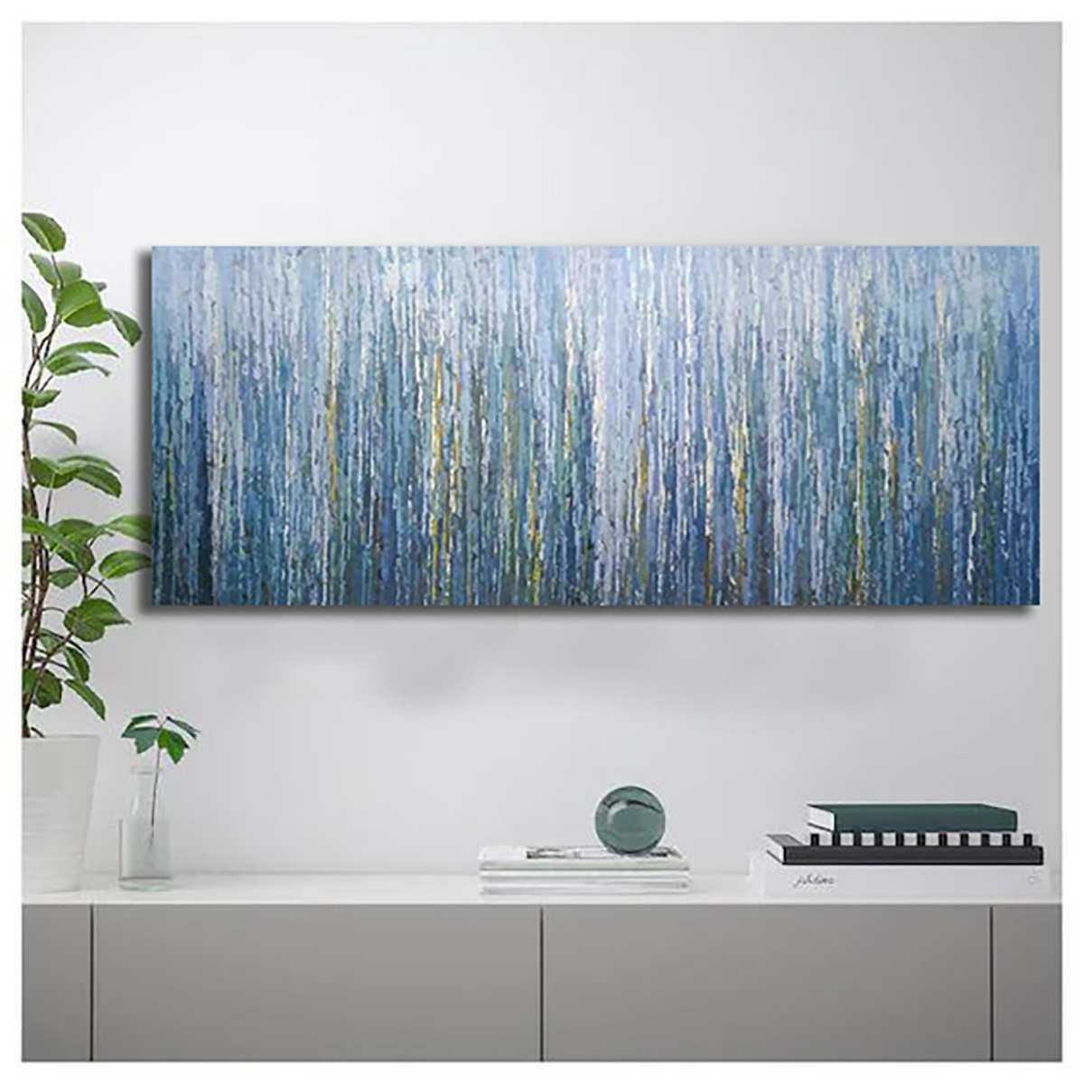 纯手绘油画客厅现代简约沙发后面的挂画横幅抽象大气轻奢壁画餐厅