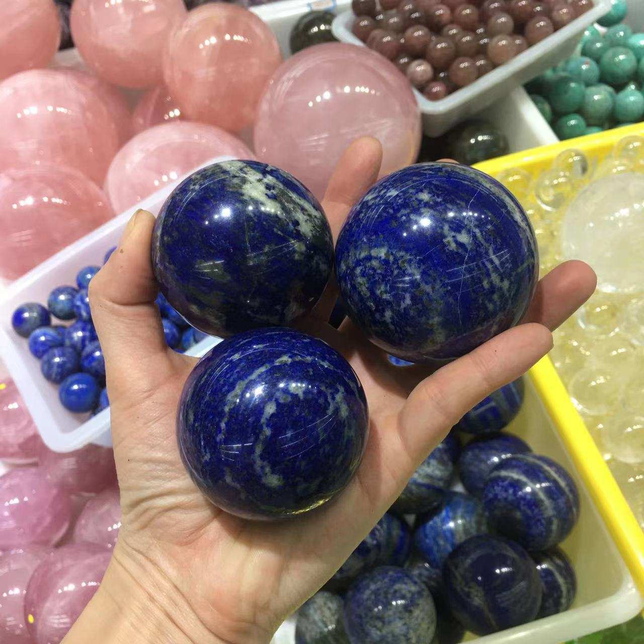 天然阿富汗青金石球摆件蓝色水晶球家居 青金原矿石摆饰天然青金