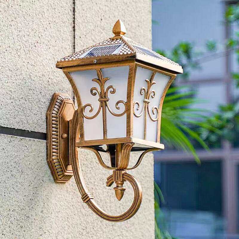 新中式太阳能壁灯户外防水庭院灯室外露台楼梯灯别墅门口家