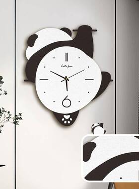 2ADC200表25新款熊猫意钟创挂钟客厅时尚家用钟卧室挂墙静音摇摆