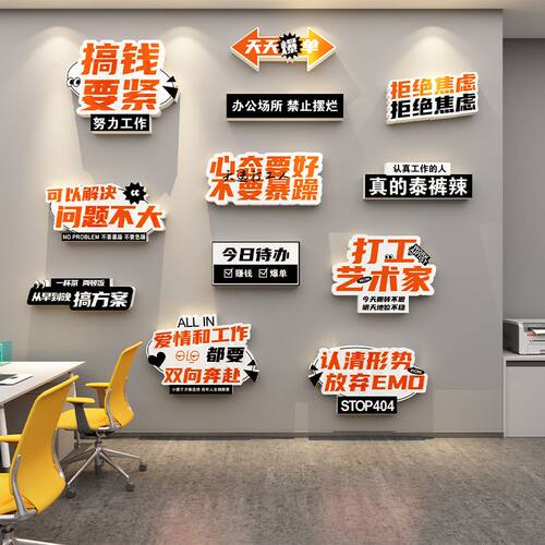 企业励志标语墙贴纸办公室文化背景墙装饰走廊前台茶水间氛围布置