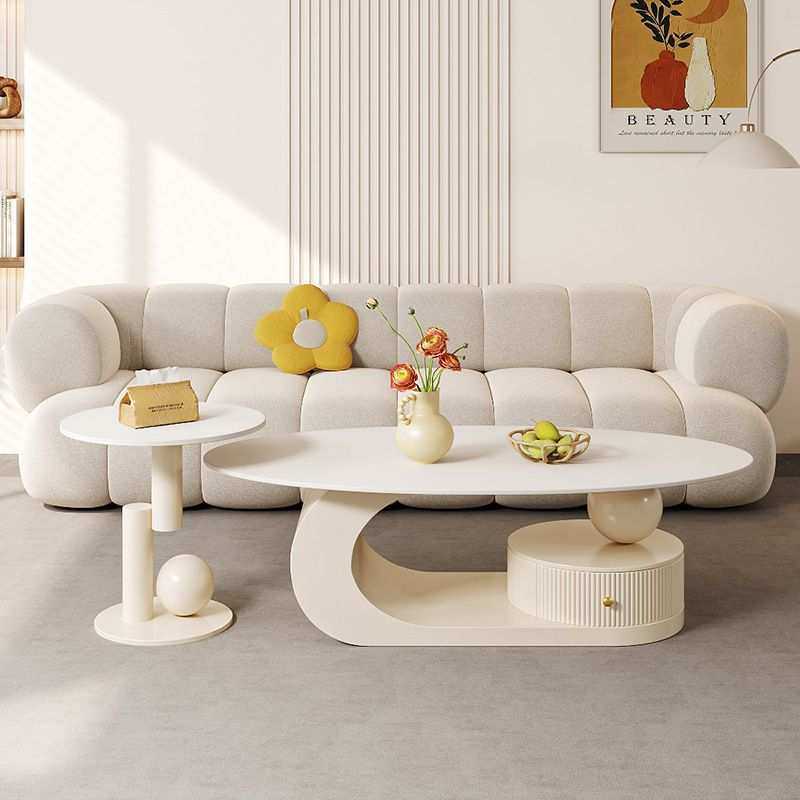 侘寂风岩板茶几客厅家用小户型椭圆形茶桌新款简约现代茶几组合,3C数码配件,摄像机配件,淘宝优惠券,粉丝福利购,淘宝优惠卷