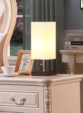 简约布艺灯罩和功能性5V1AUSB充电端口卧室客厅办公室的桌灯台灯