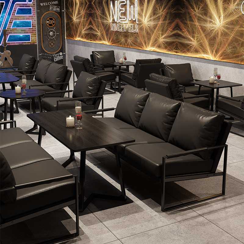 简约咖啡店沙发奶茶店桌椅组合书吧清酒吧餐厅椅子商务接待洽谈卡