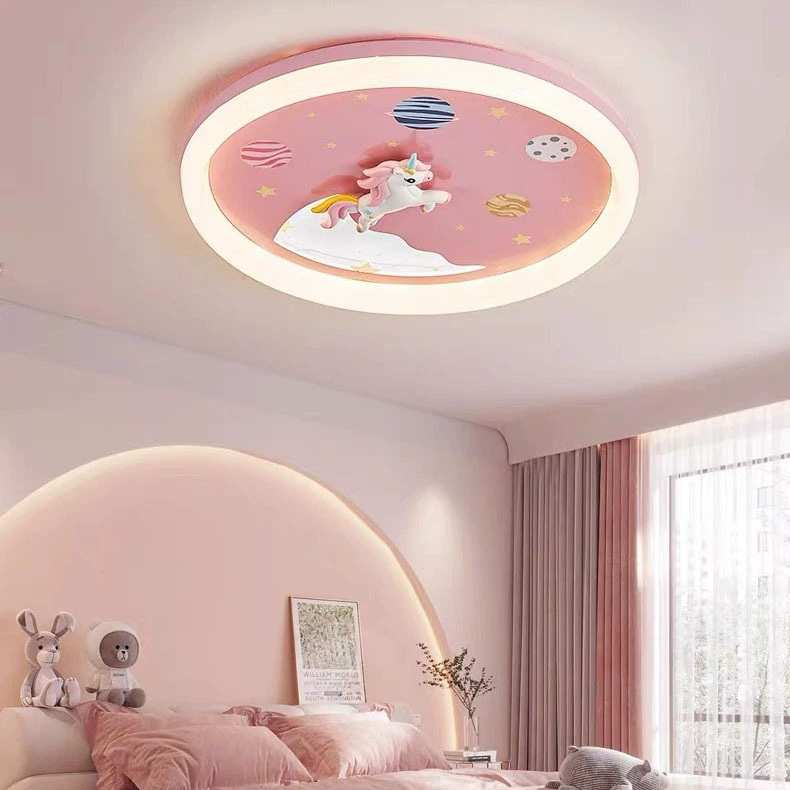 吸顶灯现代简约儿童灯卡通全光谱粉色女孩独角兽护眼灯具