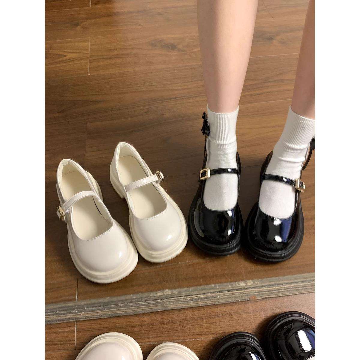 厚底玛丽珍小皮鞋女2025夏季新款复古浅口配裙子英伦风法式JK单鞋