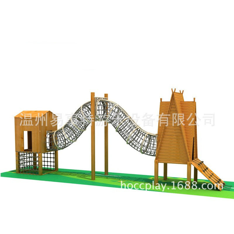 2016易事特黄花梨木质滑梯小区户外秋千滑梯幼儿园滑梯攀爬组合