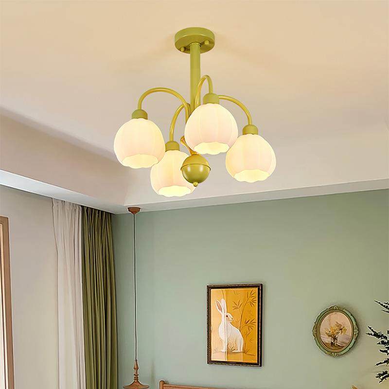 全光谱浪漫奶油南瓜卧室吊灯中古客厅餐厅民宿书房田园网红玻璃灯