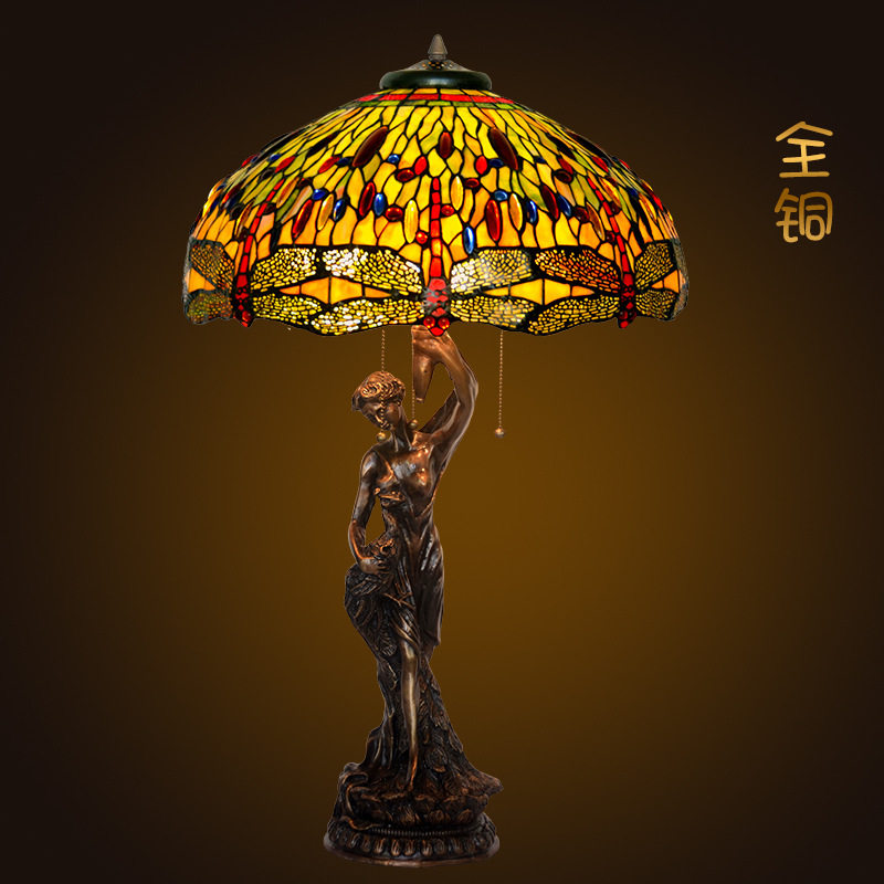 欧式复古全铜蜻蜓装饰台灯