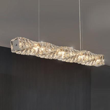 吧台餐桌灯现代轻奢吸顶灯简约led高档K9水晶餐厅一字灯长条吊灯