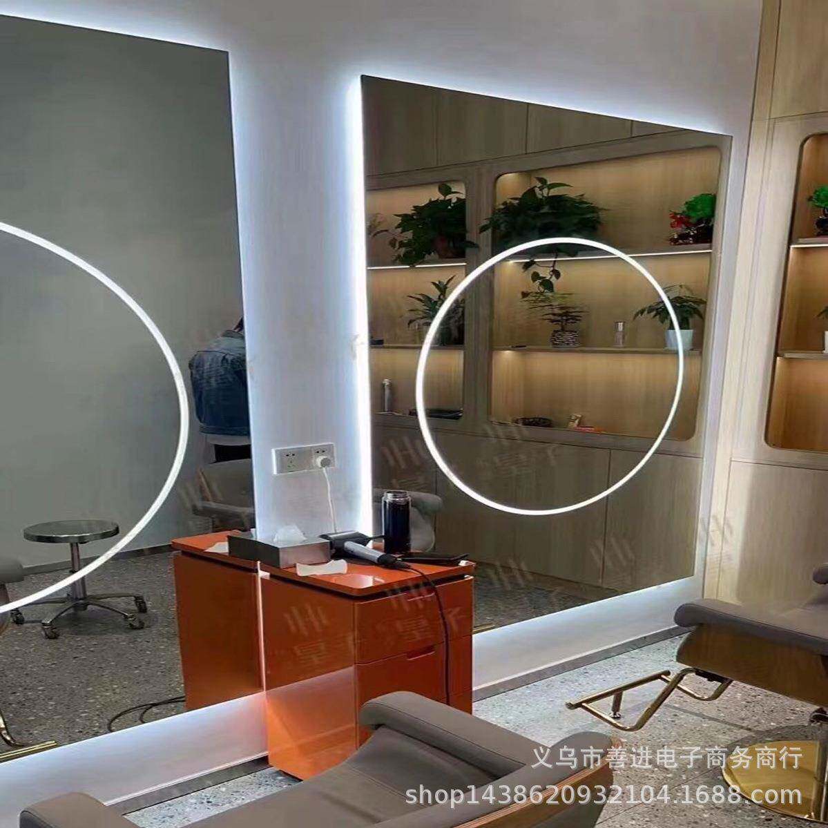 网红美发镜子大尺寸方形镜美发店镜台理发潮店烫染挂墙镜发廊专用