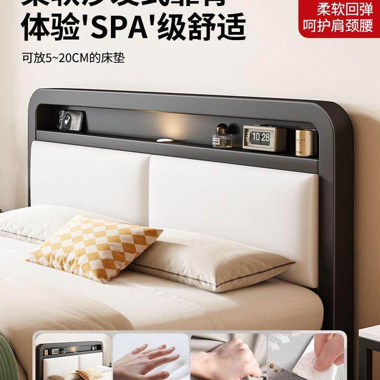 铁艺床双人床家用卧室儿童不锈钢加粗加厚出租房用铁床1米5铁架床