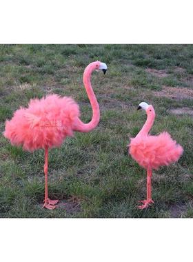 仿真火烈鸟摆件真羽毛花园庭院装饰动物模型家居婚庆影视道具