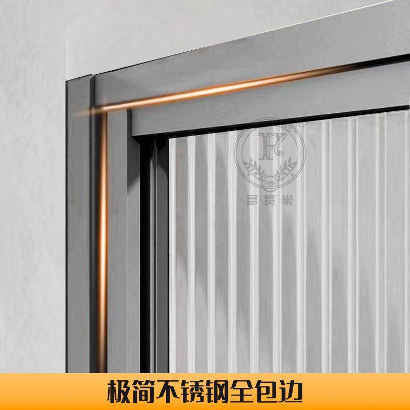 极窄一字型不锈钢全包框淋浴房干湿分离浴室玻璃隔断卫生间平开门