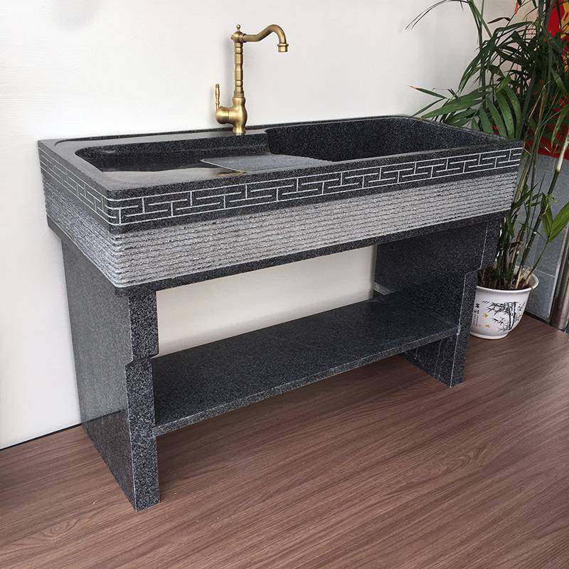 户外大理石洗衣池带搓衣板家用水池洗手台石头洗衣盆阳台洗手水槽