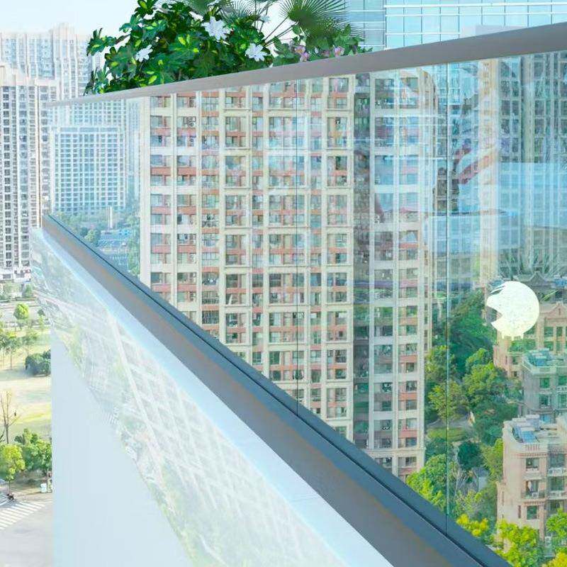 楼梯扶手栏杆阳台连接铝合金明装地槽平台无框玻璃栏杆U型铝地槽