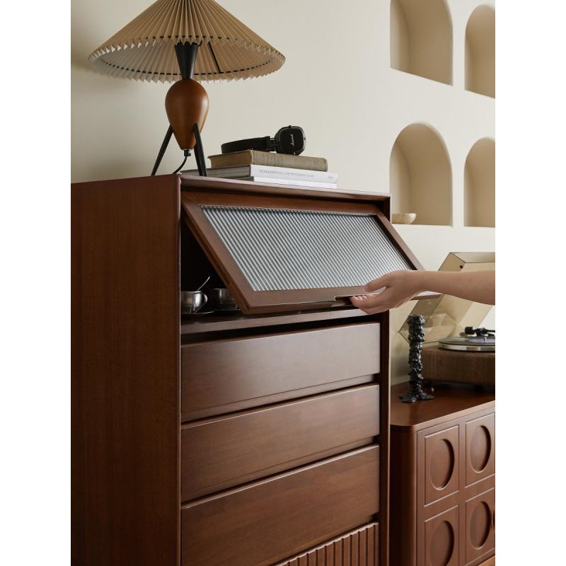 实木五斗柜收纳柜客厅电视复古边柜抽屉柜储物柜立柜卧室斗柜中古