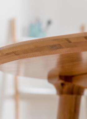 7T楠竹餐桌桌椅组合小户型现代方约圆桌长形QYCZ1257桌家用吃简饭