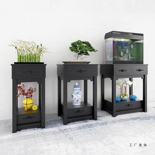 底现代985缸简约鱼底架花架子室内物客厅阳台落地实木鱼缸座底柜