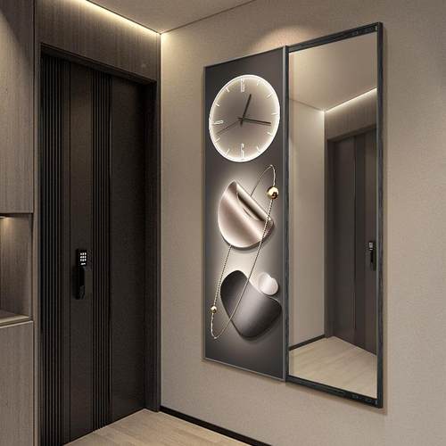 轻奢画隐形带穿衣镜壁挂钟表现代XL-688-8简约隐藏式全身镜子装饰