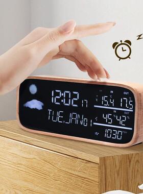 F彩屏气预象钟气实KMT-RF00木室内外温湿度检测天报闹钟家居R简约