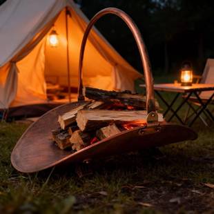 货855古色室外室内铁艺柴火提架便携手壁炉柴铜火架木头堆放现收