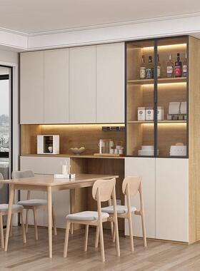 FTE实木约餐边柜一靠体子墙客厅餐桌嵌入式高柜小户型储物餐厅简