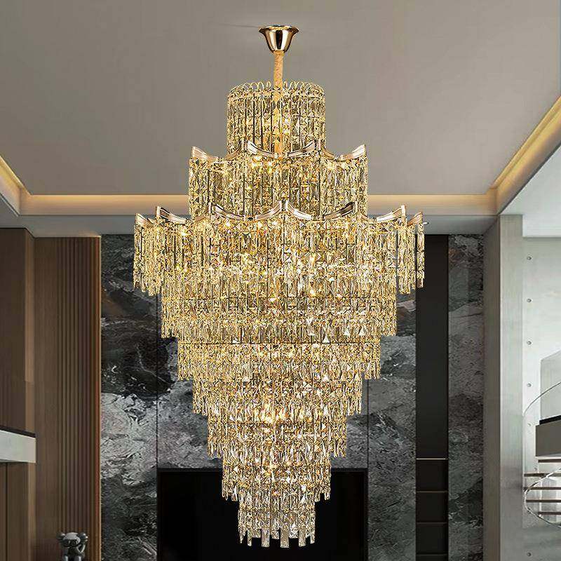 复式楼吊17021灯别墅客厅灯约楼中楼挑大空简后中现代轻奢空水晶,家装灯饰光源,智能吊灯,淘宝优惠券,粉丝福利购,淘宝优惠卷