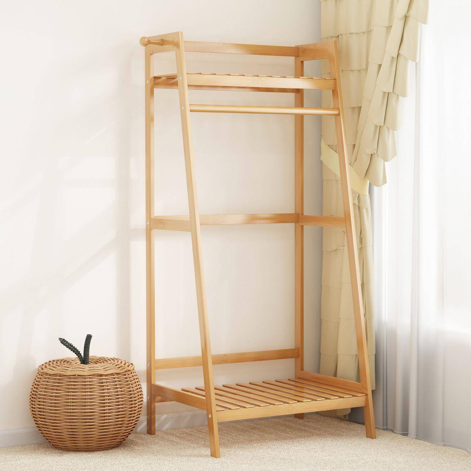 挂衣架架地立式衣柜卧室楠落47780竹室物内家衣用衣服收纳衣帽架