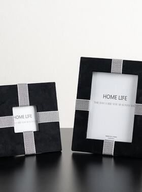 艺贝子端豪宅样板房高相轻奢饰黑YJ-XK-34白大平层框床头柜设计师