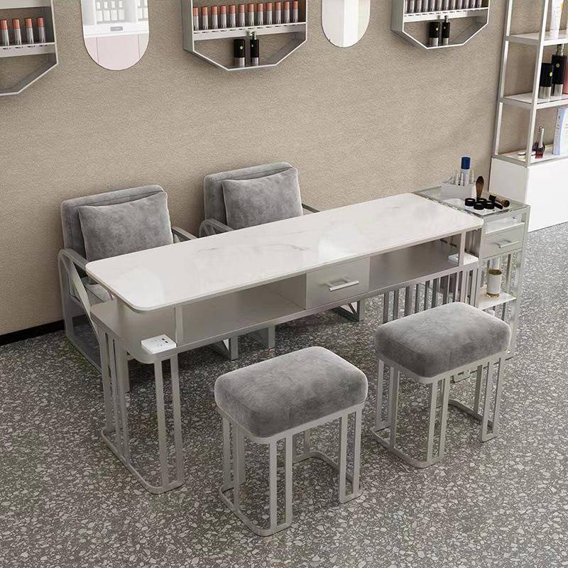 理轻奢美甲桌石椅套装558现代网红单双人三修甲台人大吸尘器美甲