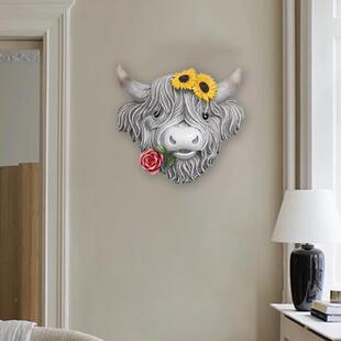 头招财高地牛壁挂墙饰上装件饰品挂民宿花园墙面装FZY24072饰电视