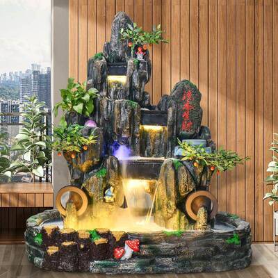 大型假山造景景花园庭院鱼池装饰摆件流阳NAL台财风水轮水喷泉招