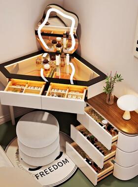 角梳妆台法式奶油型三墙角小化DNB妆桌卧室床转头现代简约角斗柜