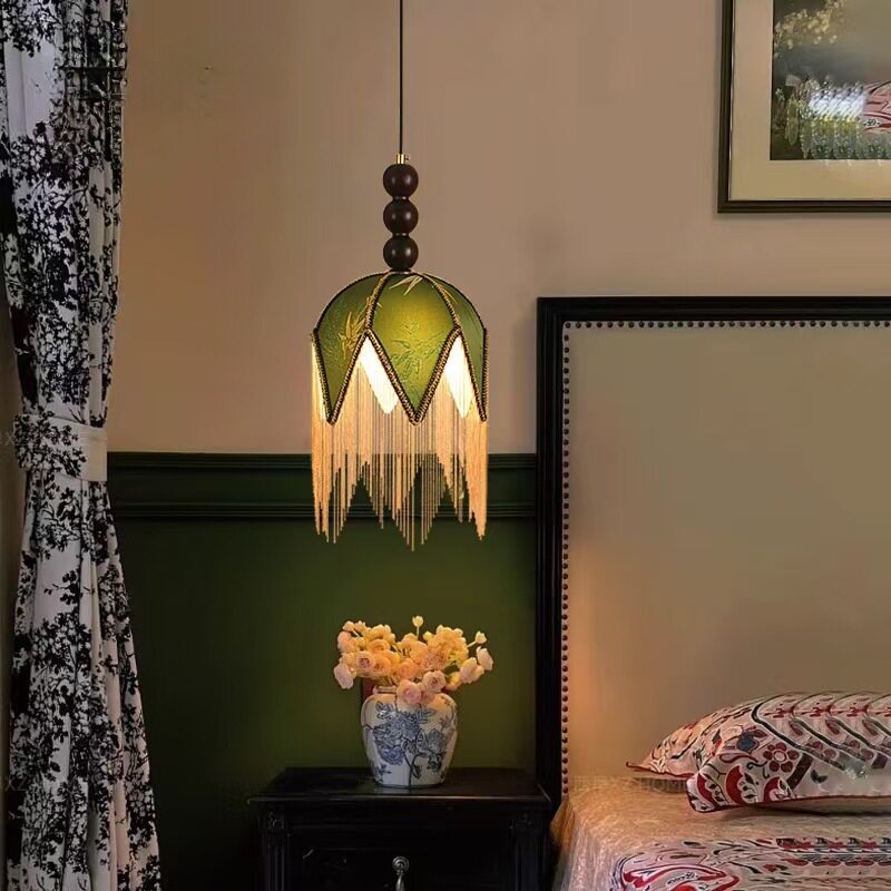 跨境法式田园风卧室床头小吊灯国风装饰流苏高级感氛围玄关吧台灯