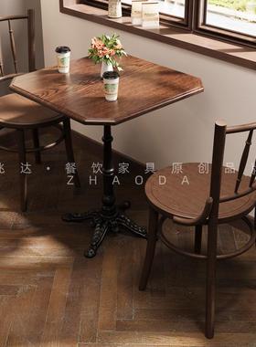 酒美式桌子西DQP餐餐厅酒吧餐桌椅复古胡色清吧馆厅实木餐桌竹节