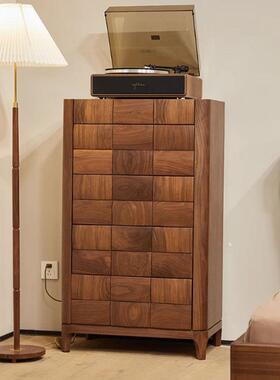 北美黑胡桃木木五斗柜室意式极简卧屉柜整装电视IXG边柜实客抽厅