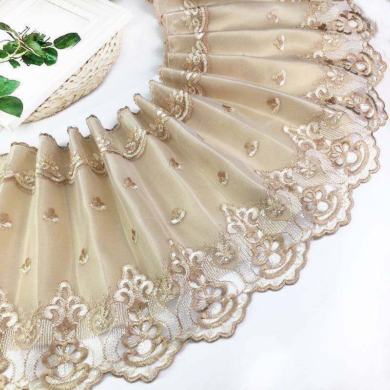 加宽3边0公分双层带衬垫布沙发蕾丝花边床边边桌裙窗47660帘底加