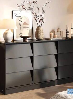 新中式全木斗柜家边用客厅抽屉柜餐柜卧室边边柜储FTK物实收纳储